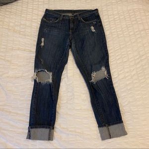 Carmar Dark Wash Mid-Rise Distressed Jesse Skinny